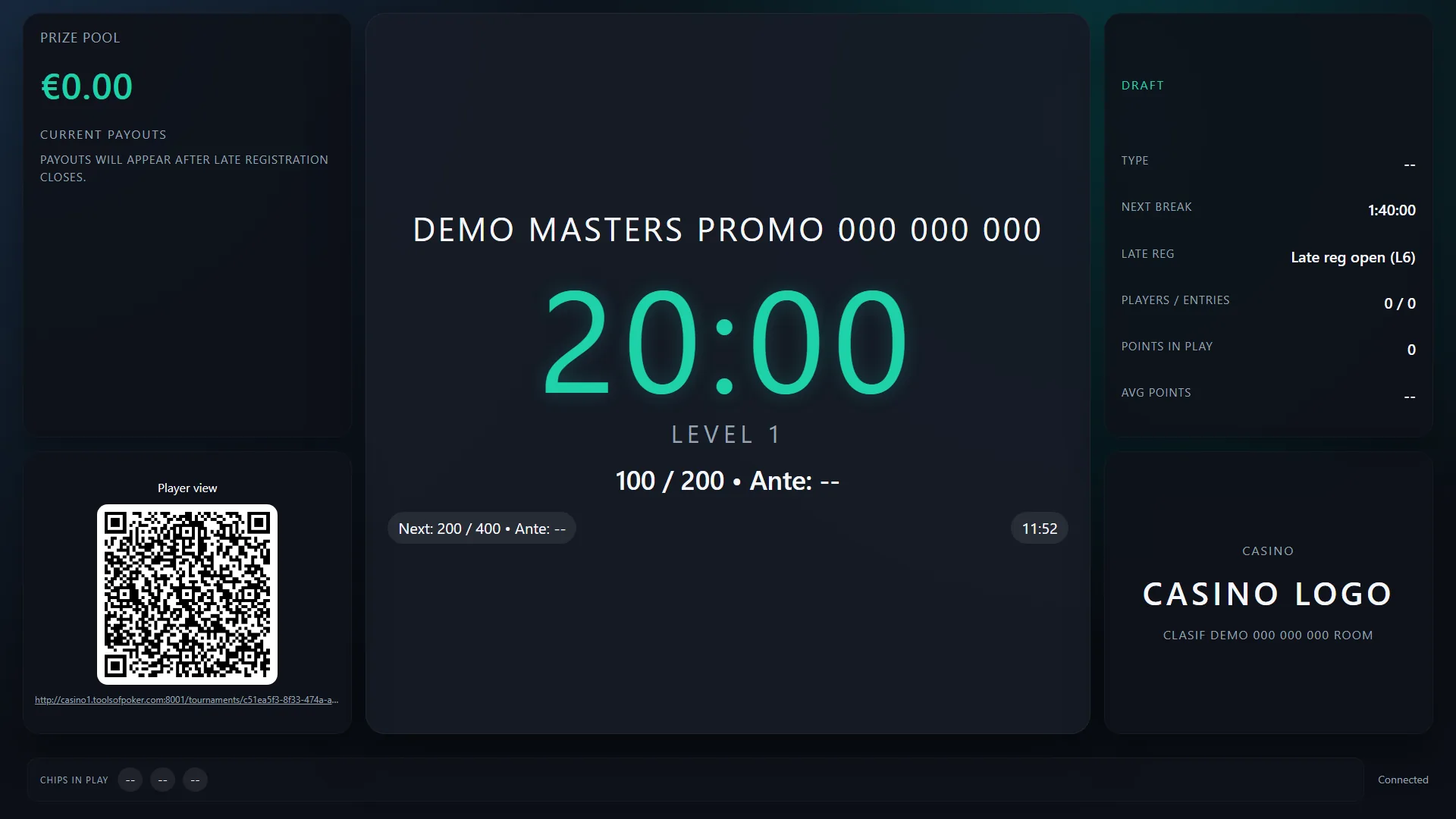 Poker Room Manager tournament clock